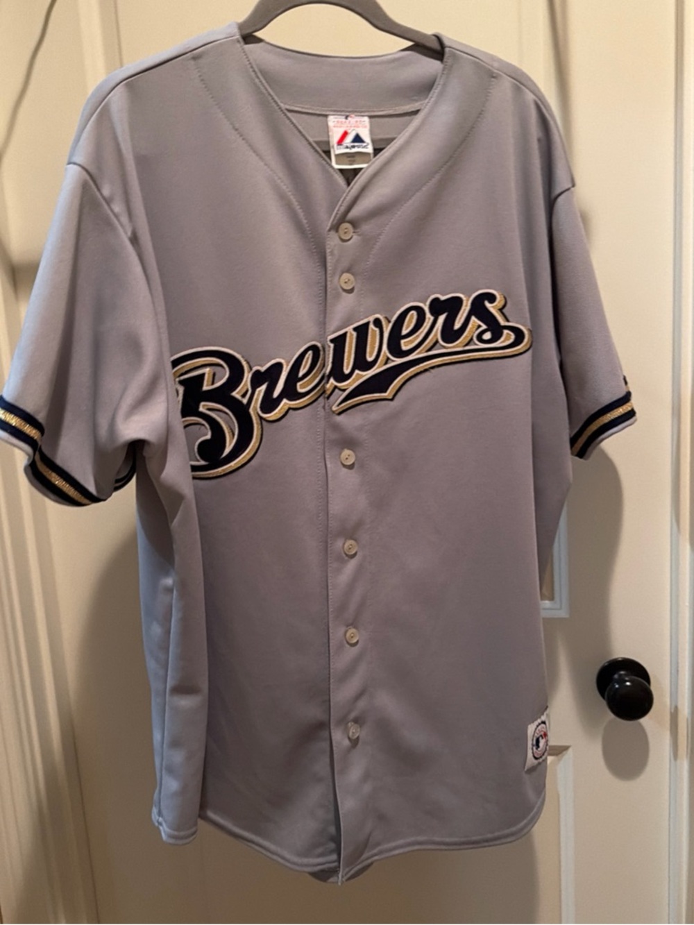 Majestic Milwaukee Brewers Gray Button-Up Jersey